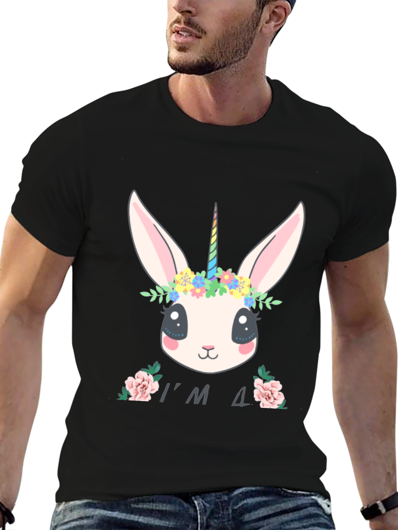 Cute Bunny Unicorn 4th Birthday T-Shirt