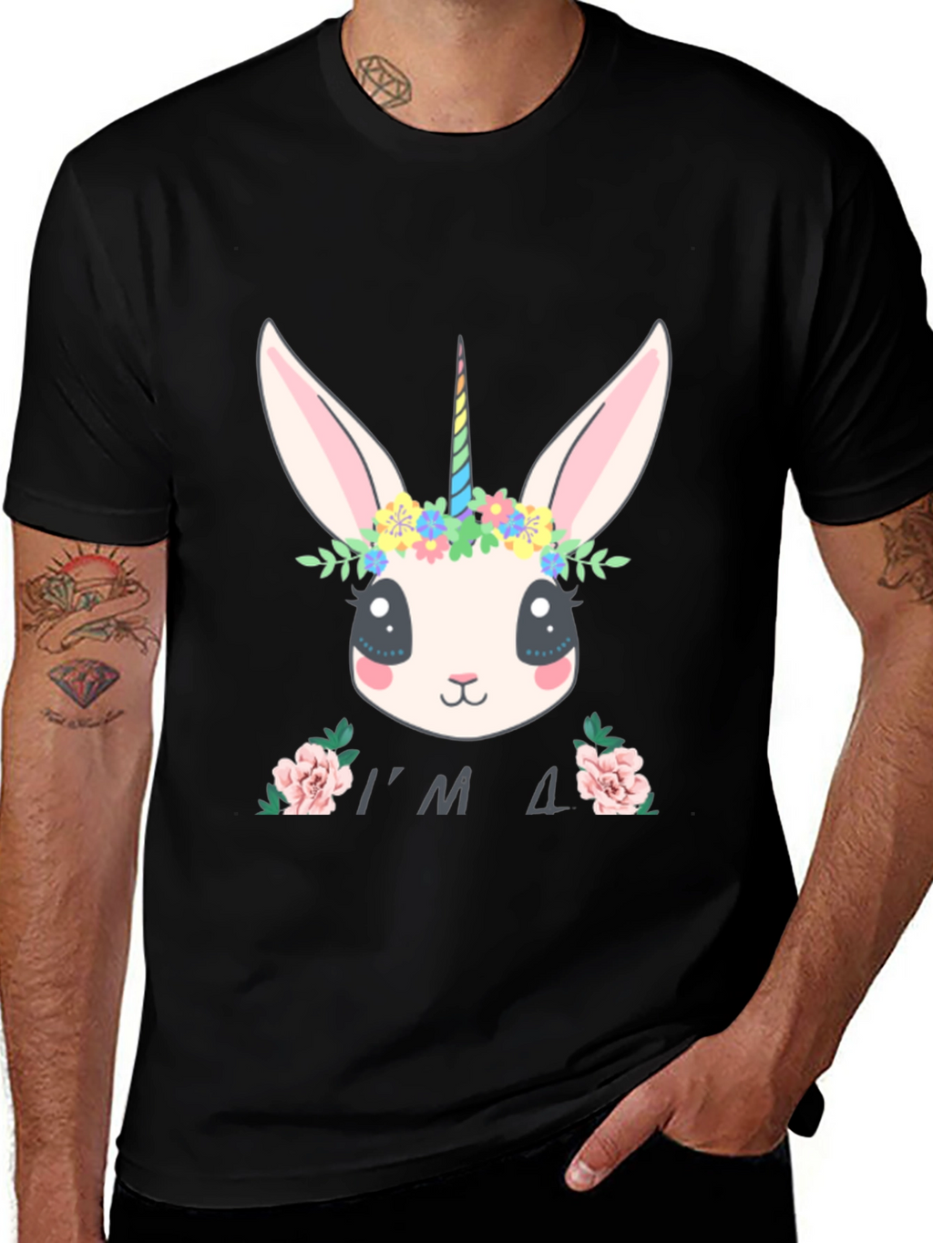 Cute Bunny Unicorn 4th Birthday T-Shirt