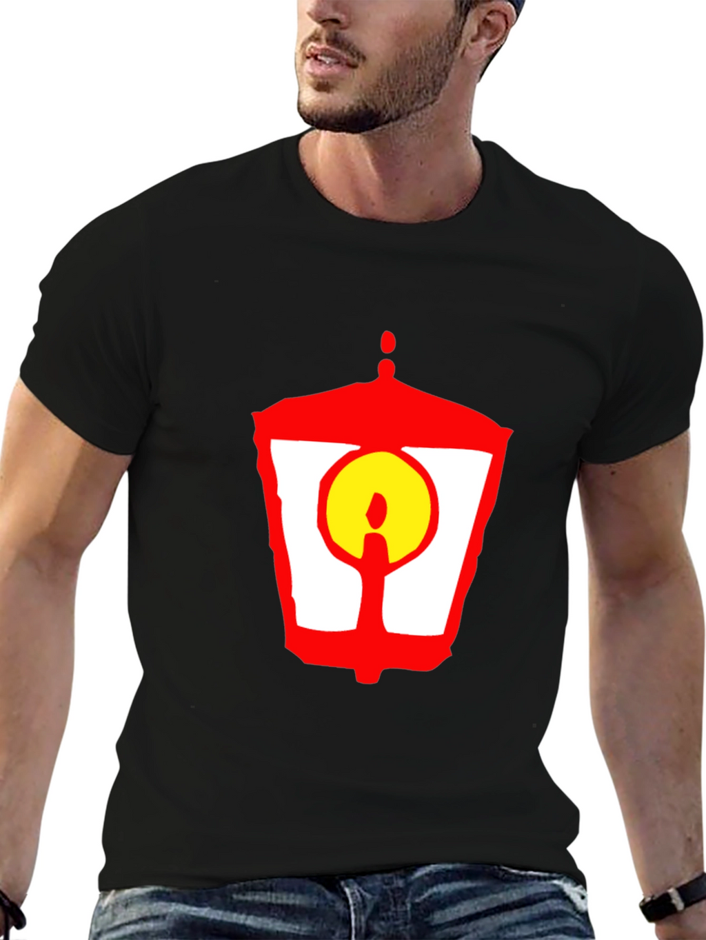 Lantern Graphic T-Shirt - Unique Red and Yellow Design