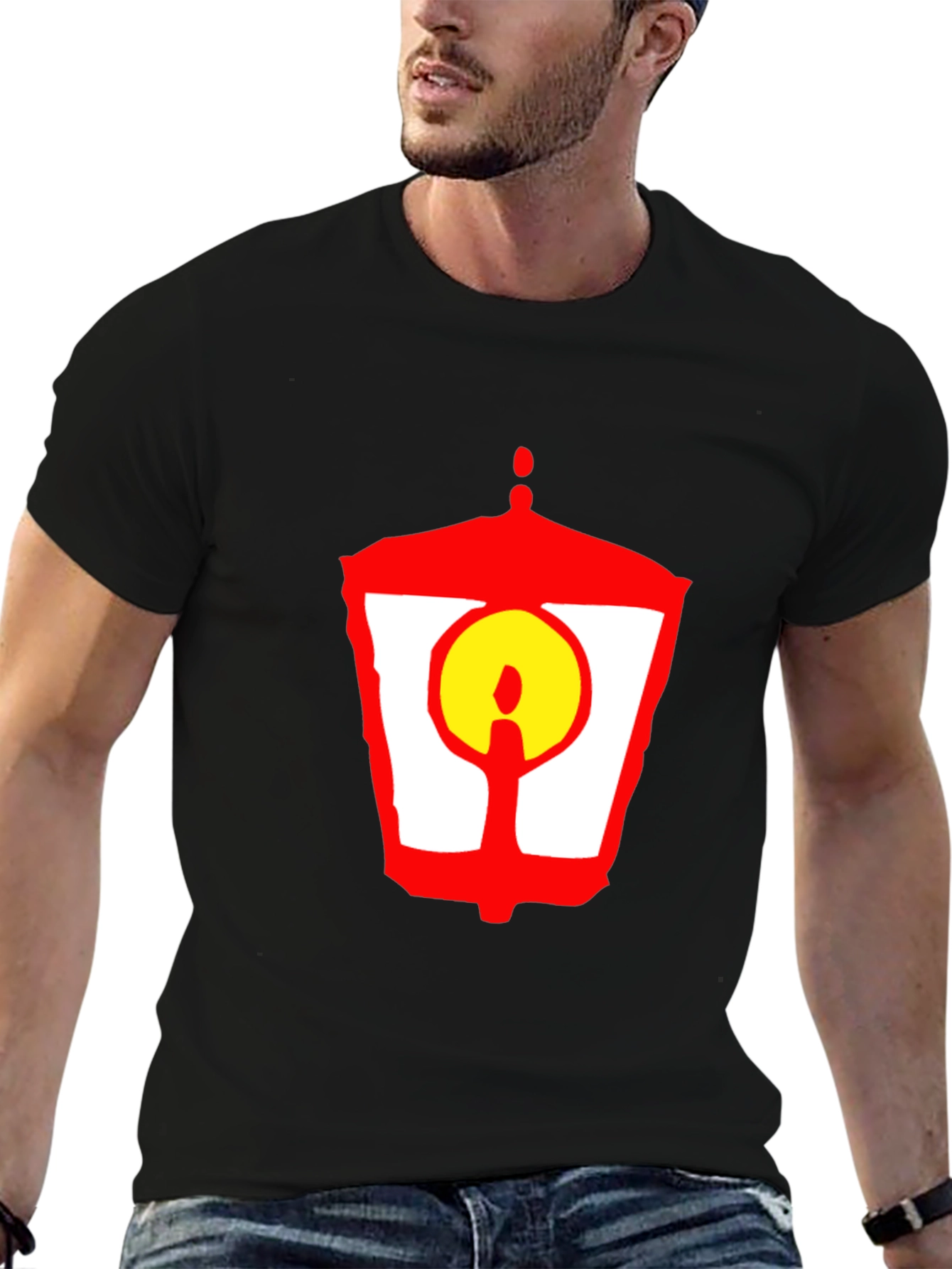 Lantern Graphic T-Shirt - Unique Red and Yellow Design