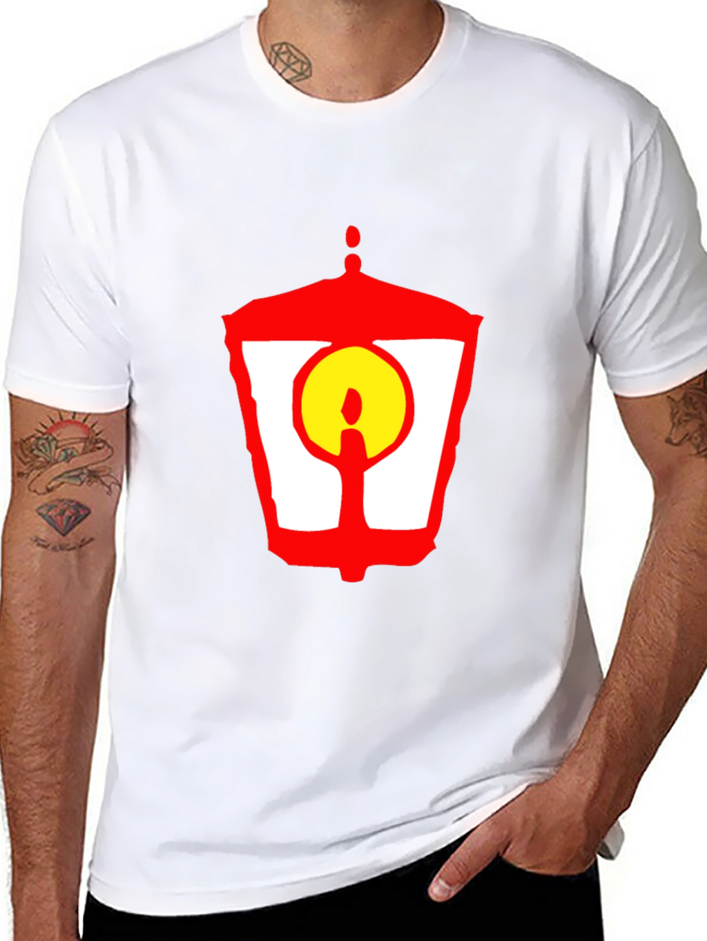 Lantern Graphic T-Shirt - Unique Red and Yellow Design