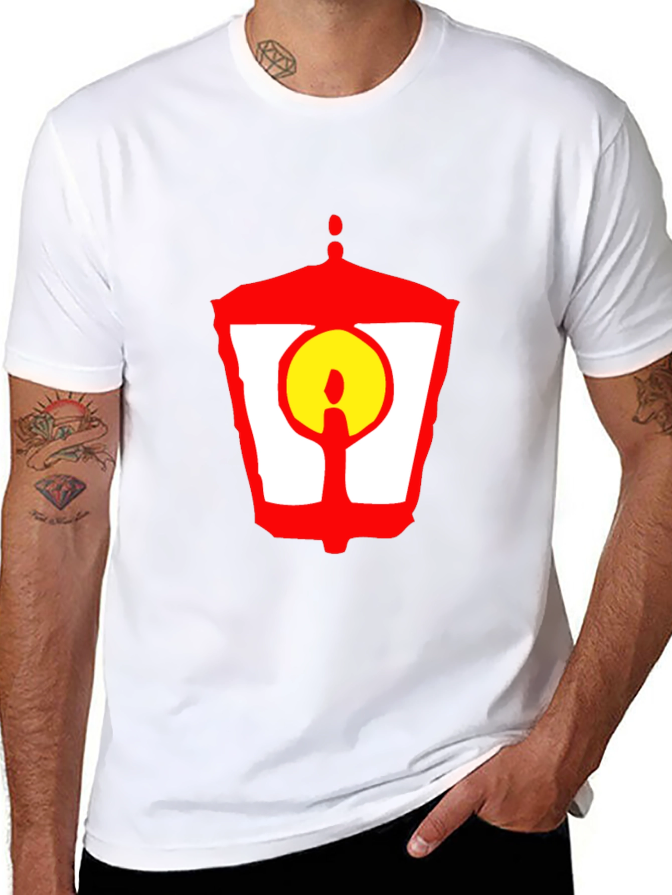 Lantern Graphic T-Shirt - Unique Red and Yellow Design