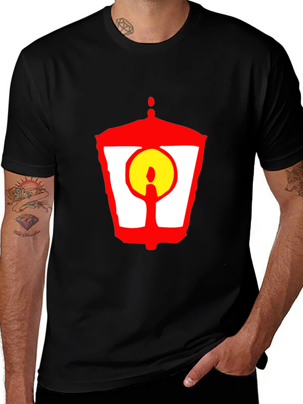 Lantern Graphic T-Shirt - Unique Red and Yellow Design