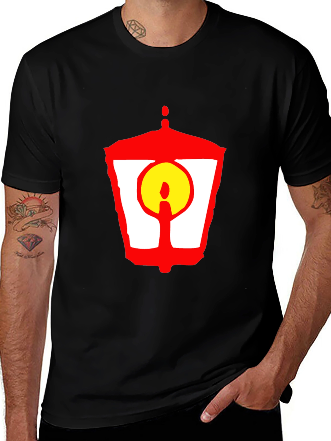 Lantern Graphic T-Shirt - Unique Red and Yellow Design