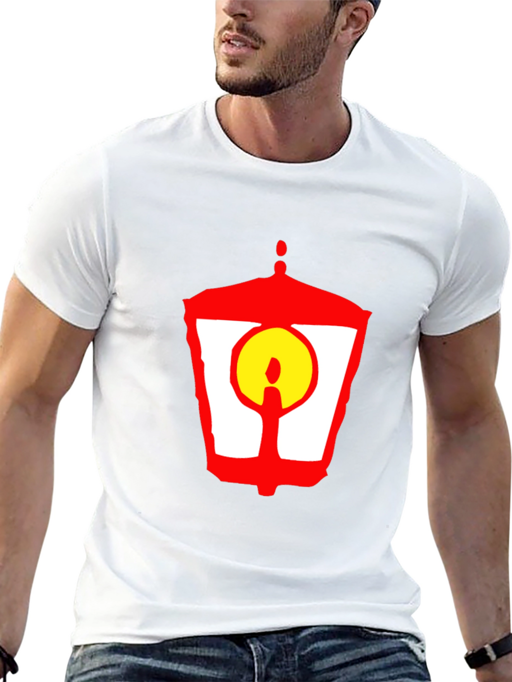 Lantern Graphic T-Shirt - Unique Red and Yellow Design