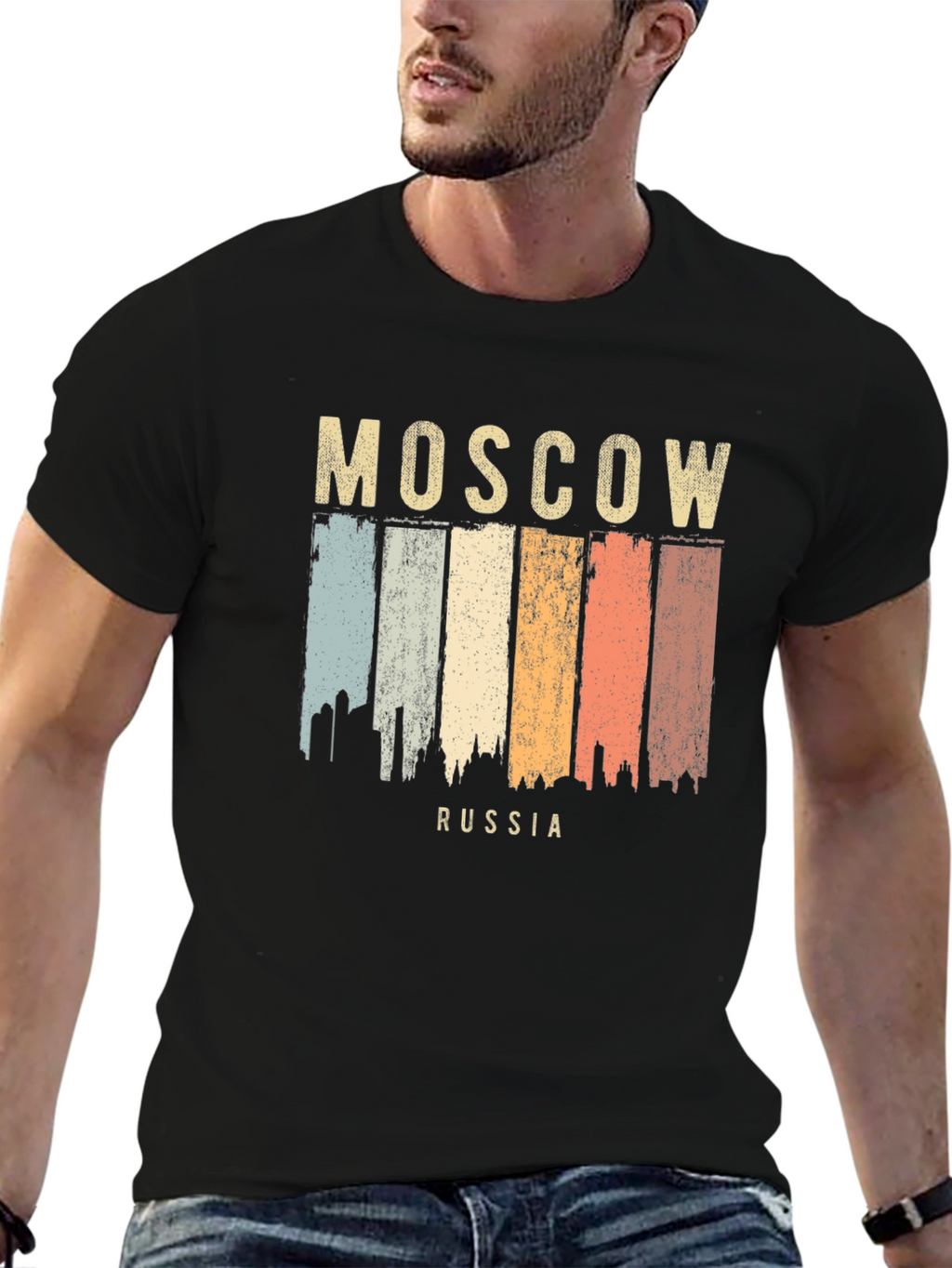 Moscow Russia Retro Cityscape T-Shirt