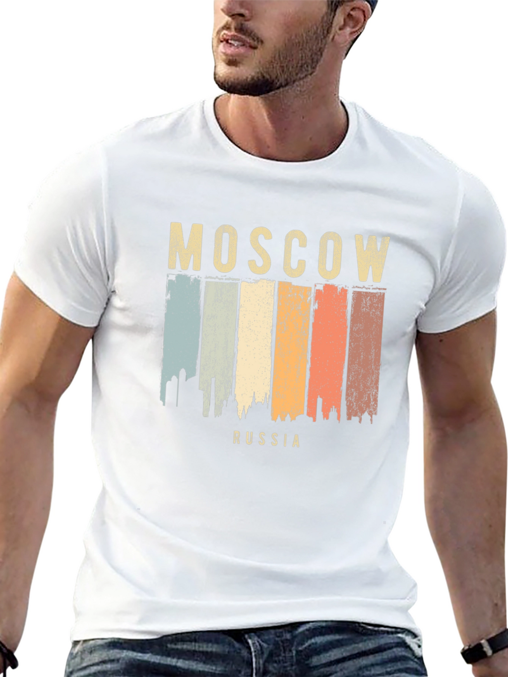Moscow Russia Retro Cityscape T-Shirt