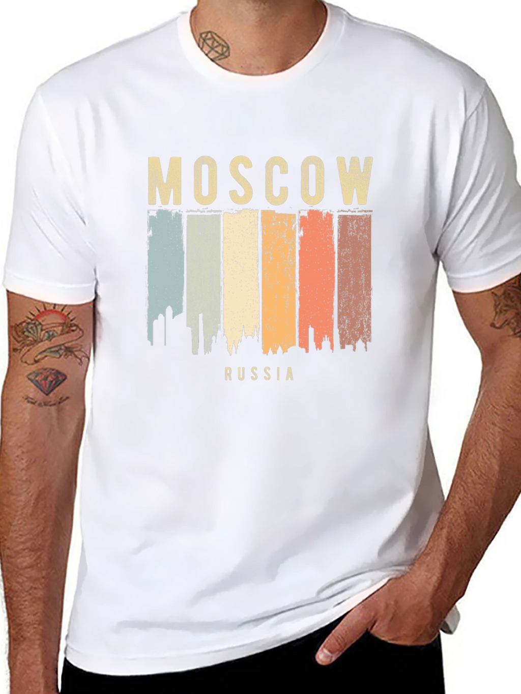 Moscow Russia Retro Cityscape T-Shirt