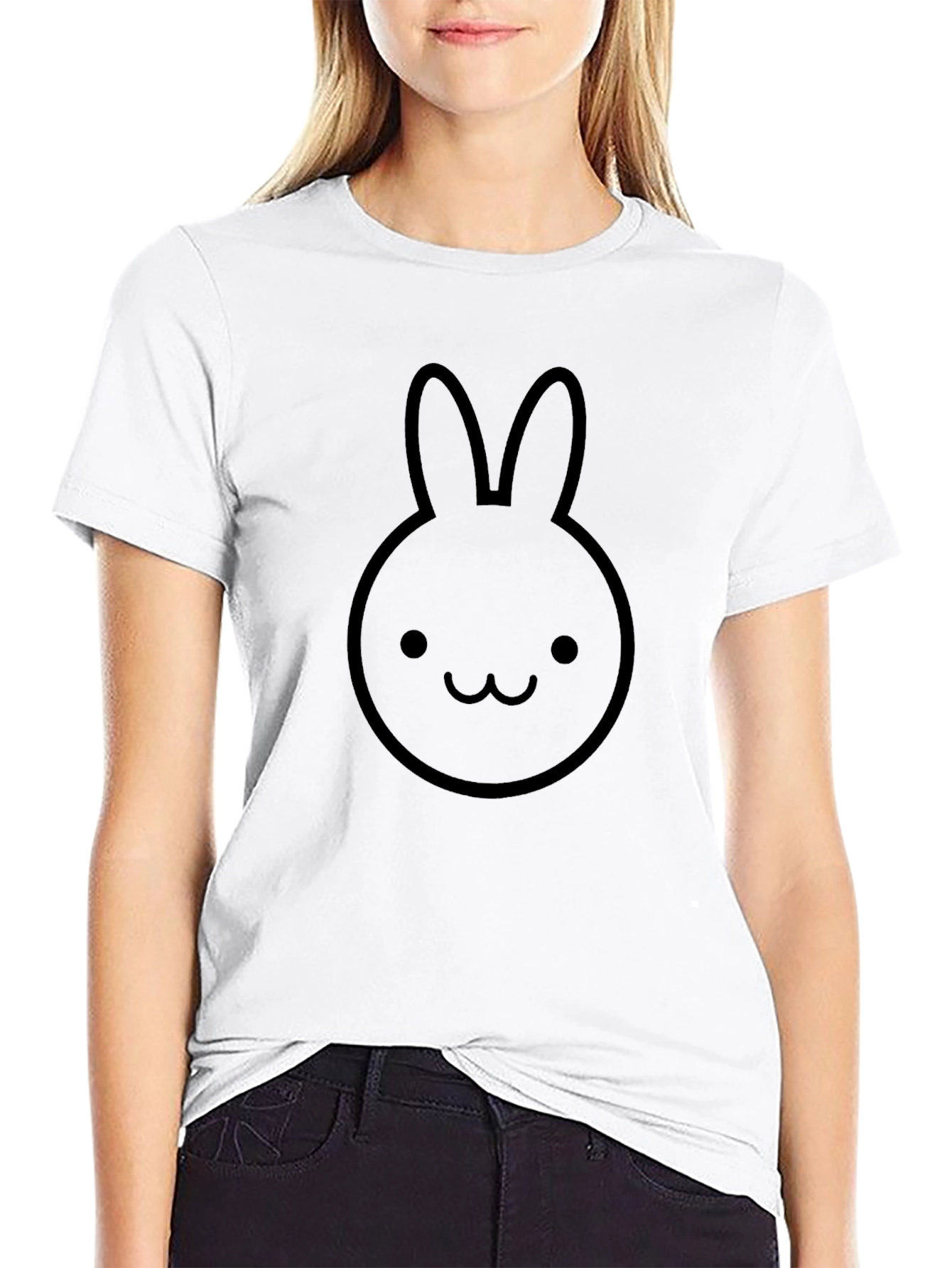Bunny Graphic Tee - Cute Black Cotton T-Shirt