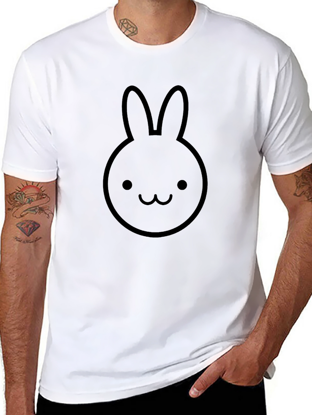 Bunny Graphic Tee - Cute Black Cotton T-Shirt