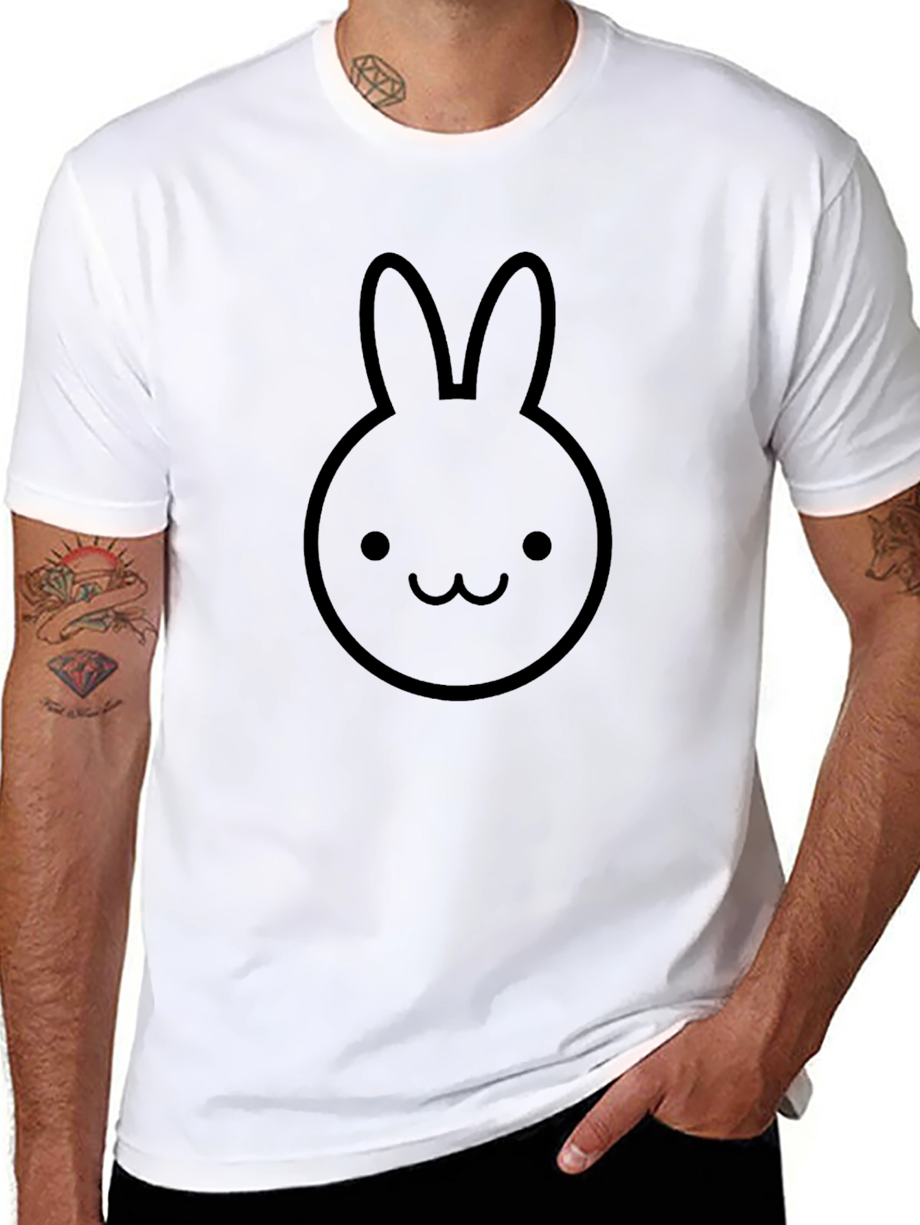 Bunny Graphic Tee - Cute Black Cotton T-Shirt