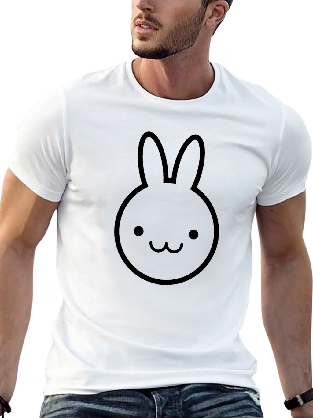 Bunny Graphic Tee - Cute Black Cotton T-Shirt
