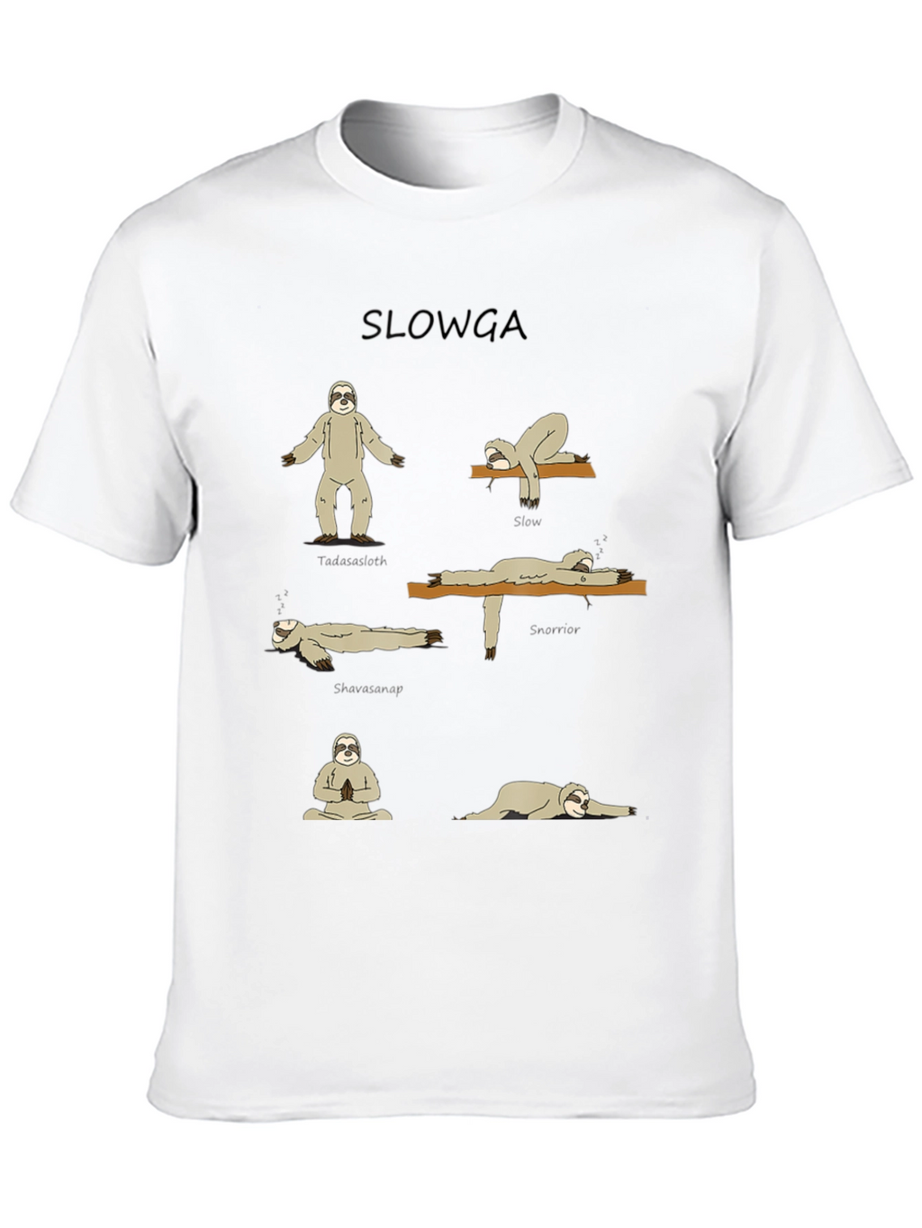 Slowga Black T-Shirt - Sloth Yoga Poses