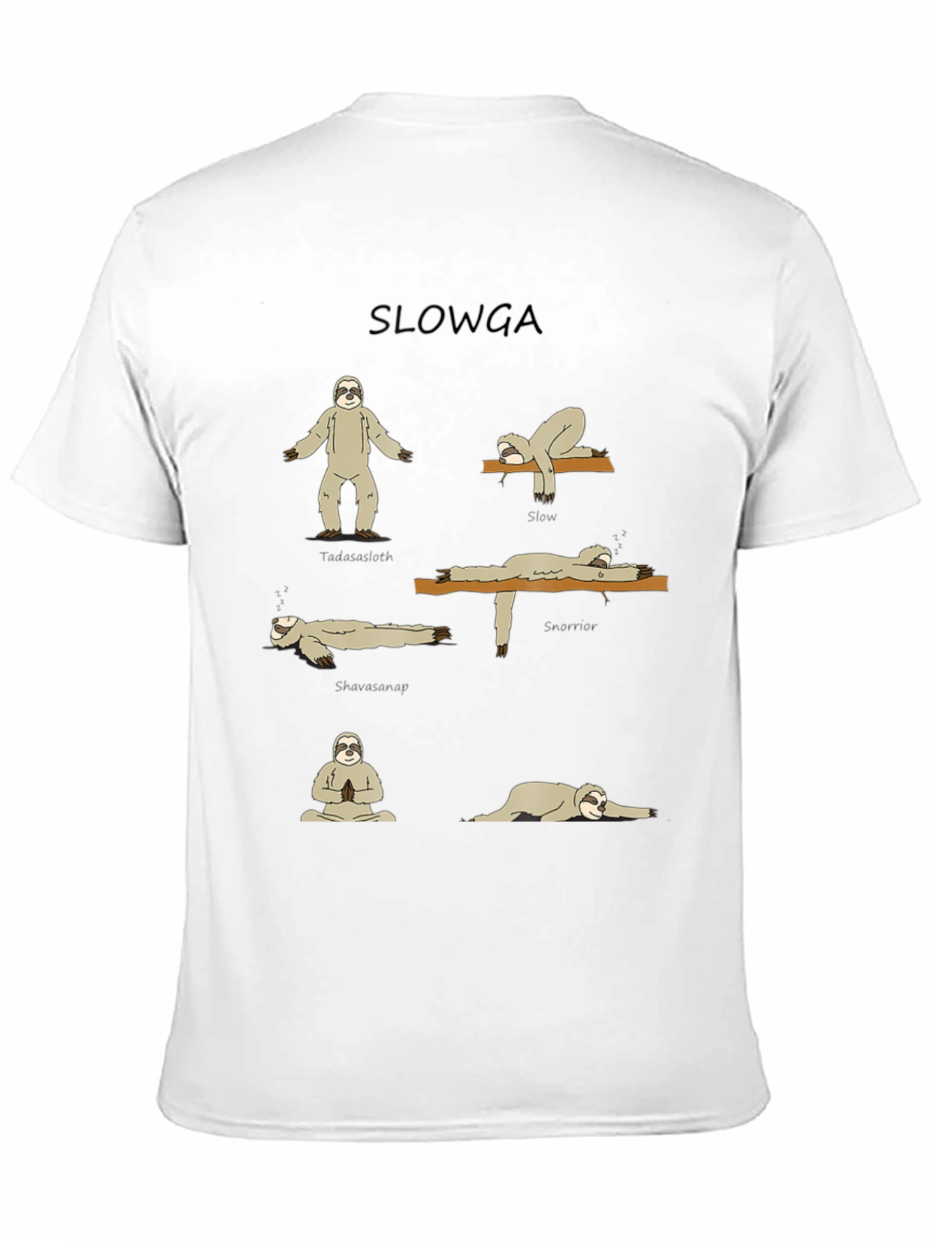 Slowga Black T-Shirt - Sloth Yoga Poses