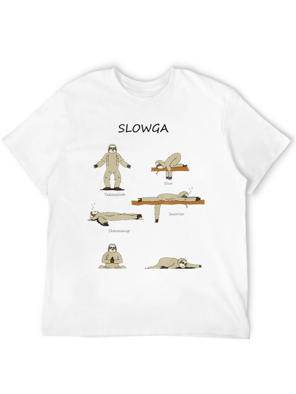 Slowga Black T-Shirt - Sloth Yoga Poses