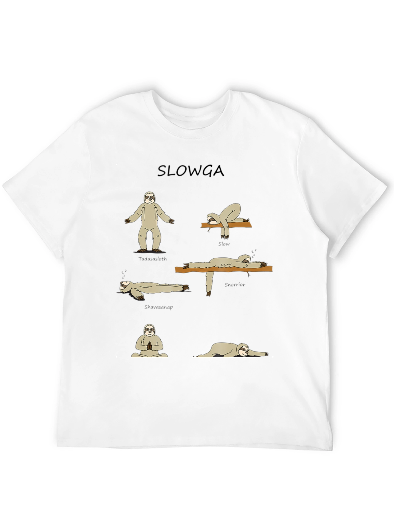Slowga Black T-Shirt - Sloth Yoga Poses
