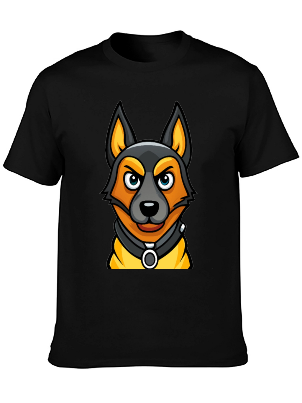 Cartoon Dog Graphic Tee - Black