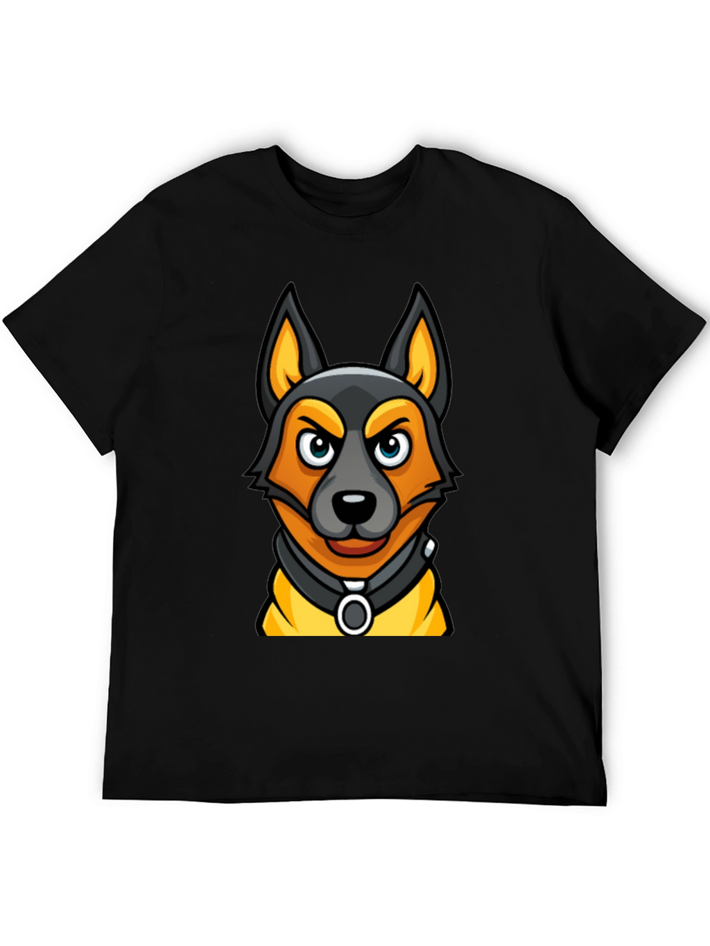 Cartoon Dog Graphic Tee - Black