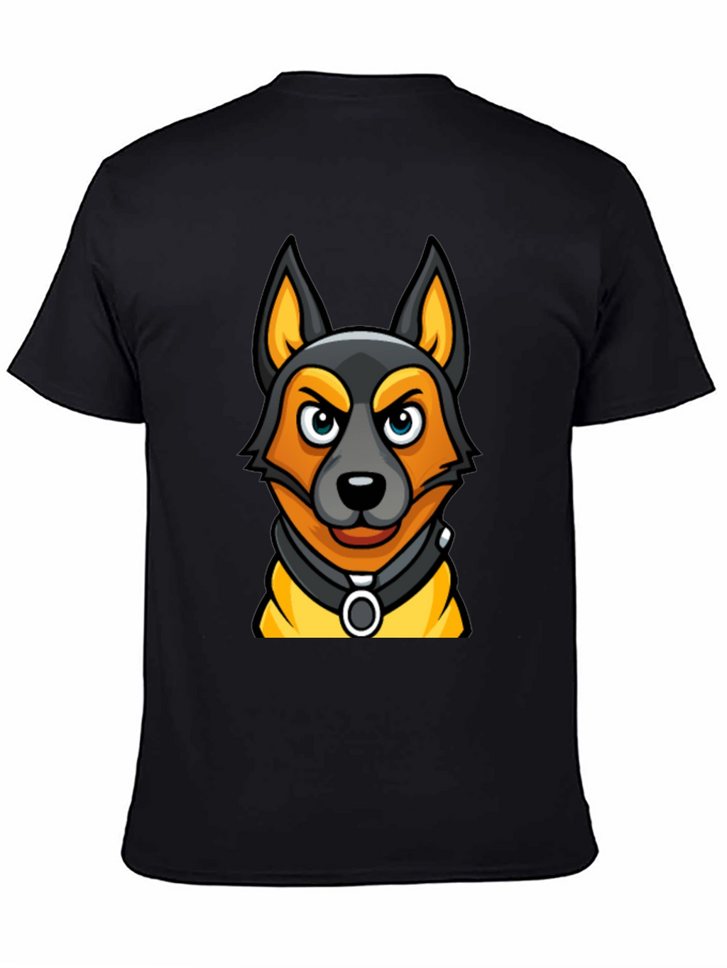 Cartoon Dog Graphic Tee - Black