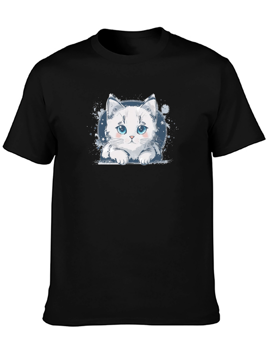 Cute Cat Graphic Black T-Shirt
