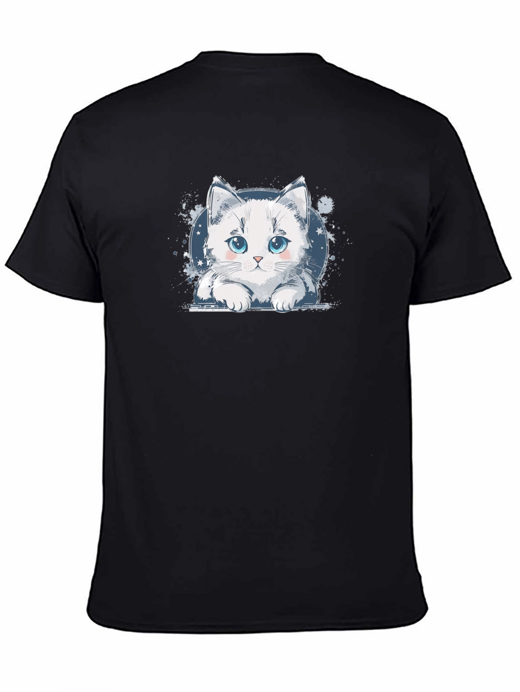 Cute Cat Graphic Black T-Shirt