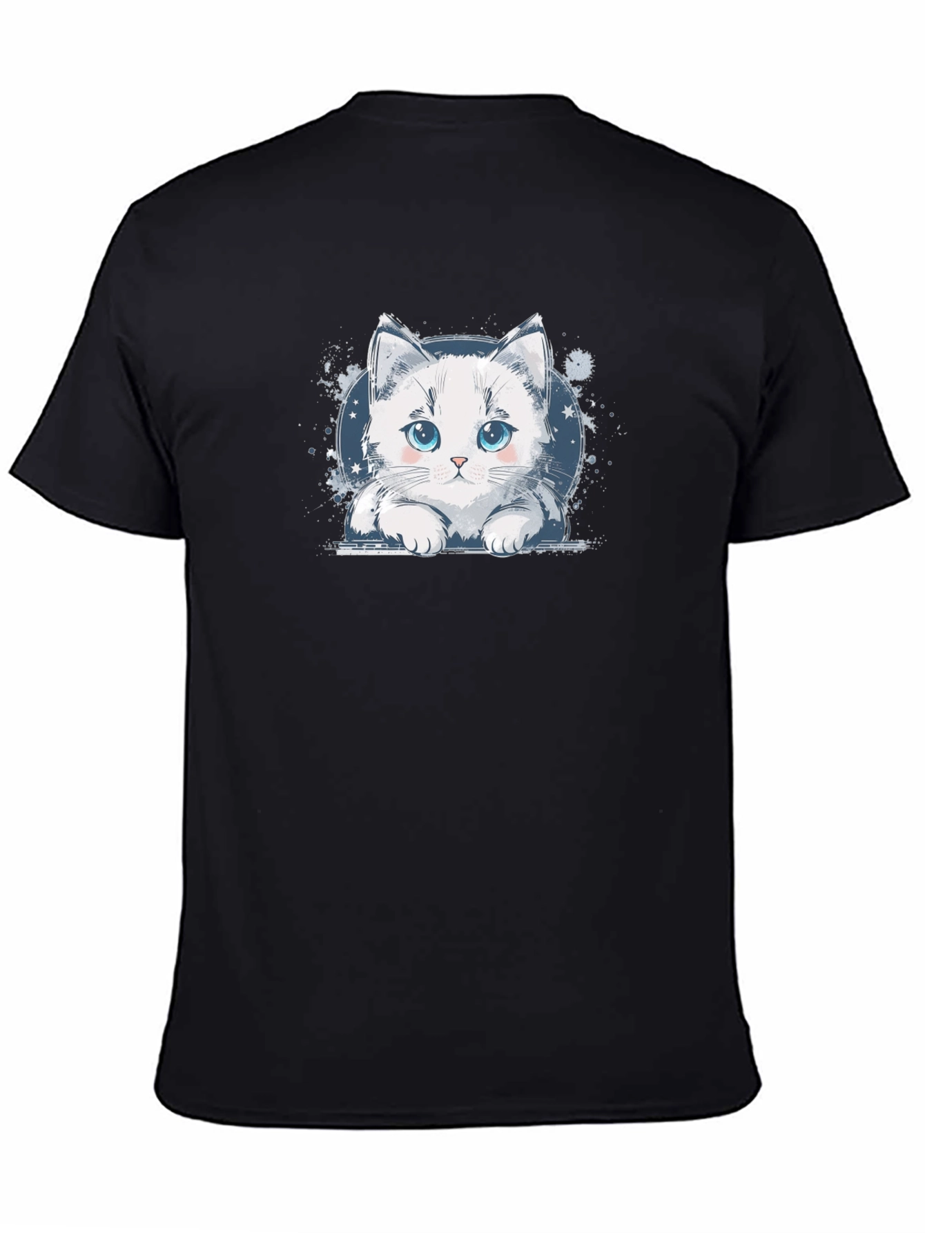 Cute Cat Graphic Black T-Shirt