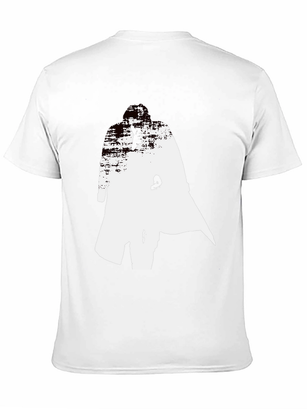 Abstract Trench Coat Graphic Tee - Stylish Black T-Shirt