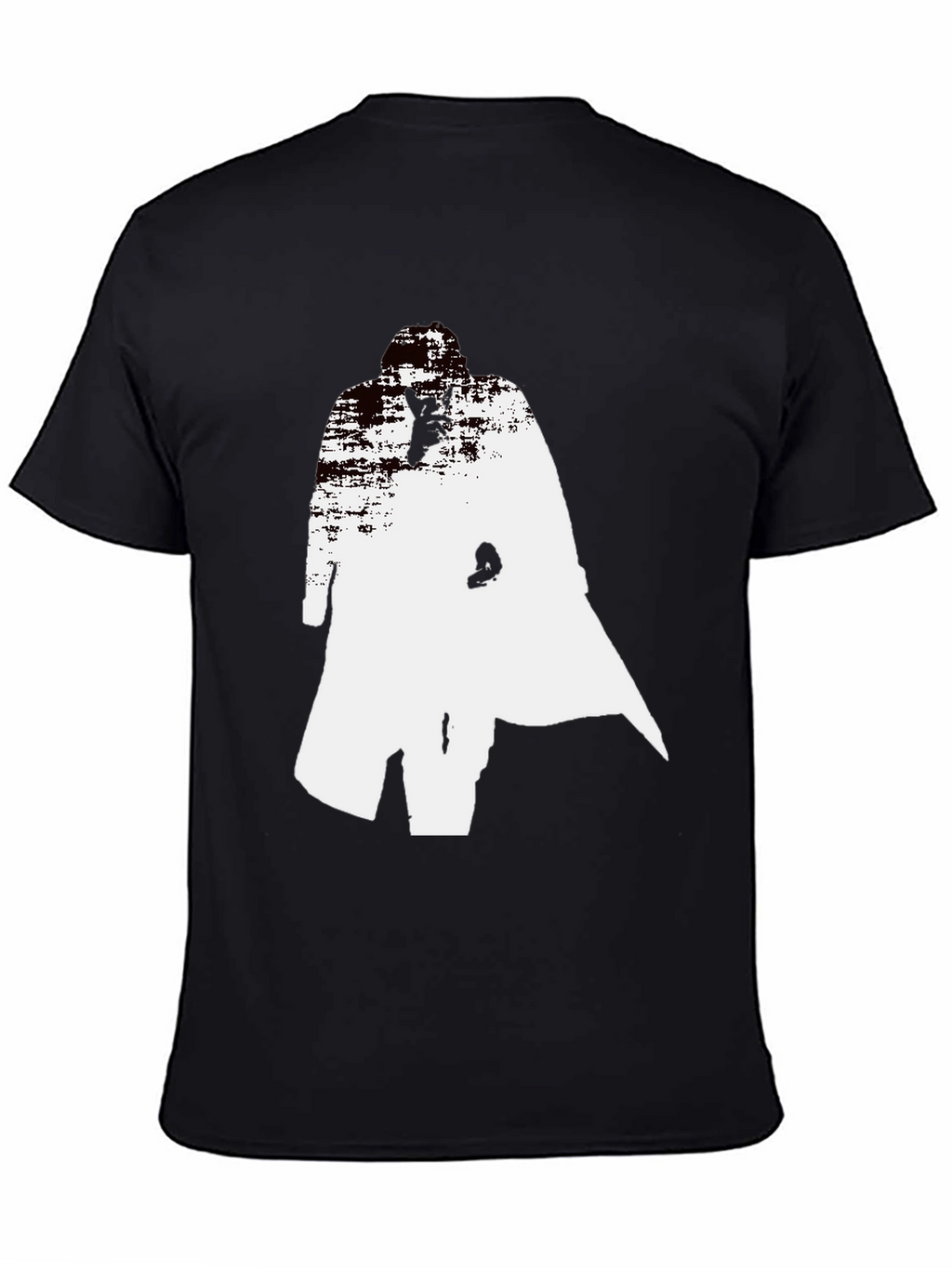 Abstract Trench Coat Graphic Tee - Stylish Black T-Shirt