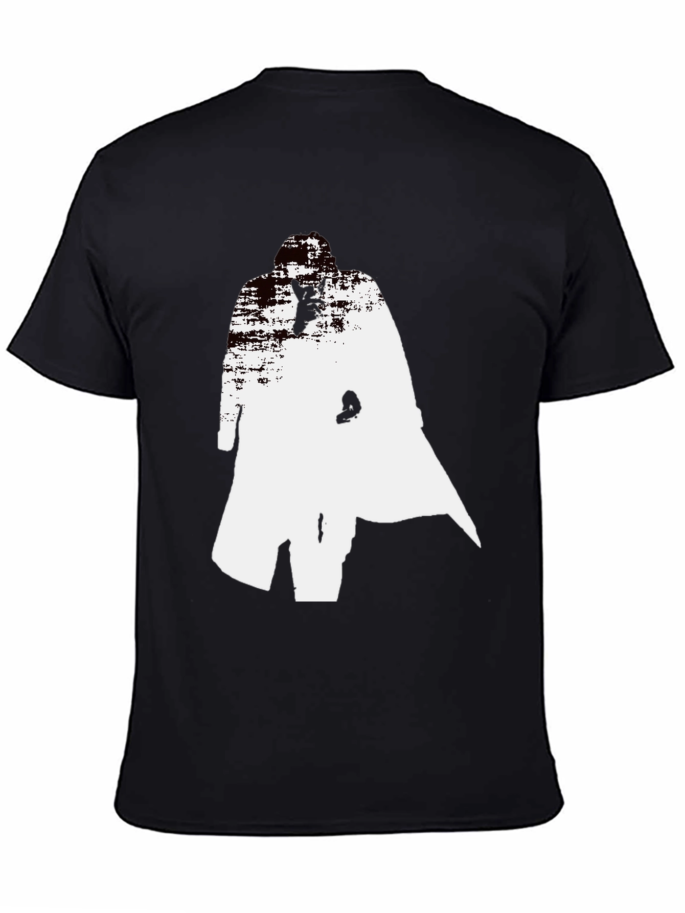 Abstract Trench Coat Graphic Tee - Stylish Black T-Shirt