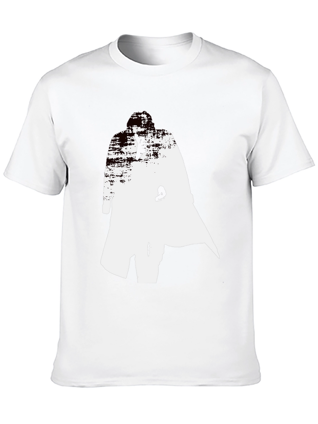 Abstract Trench Coat Graphic Tee - Stylish Black T-Shirt