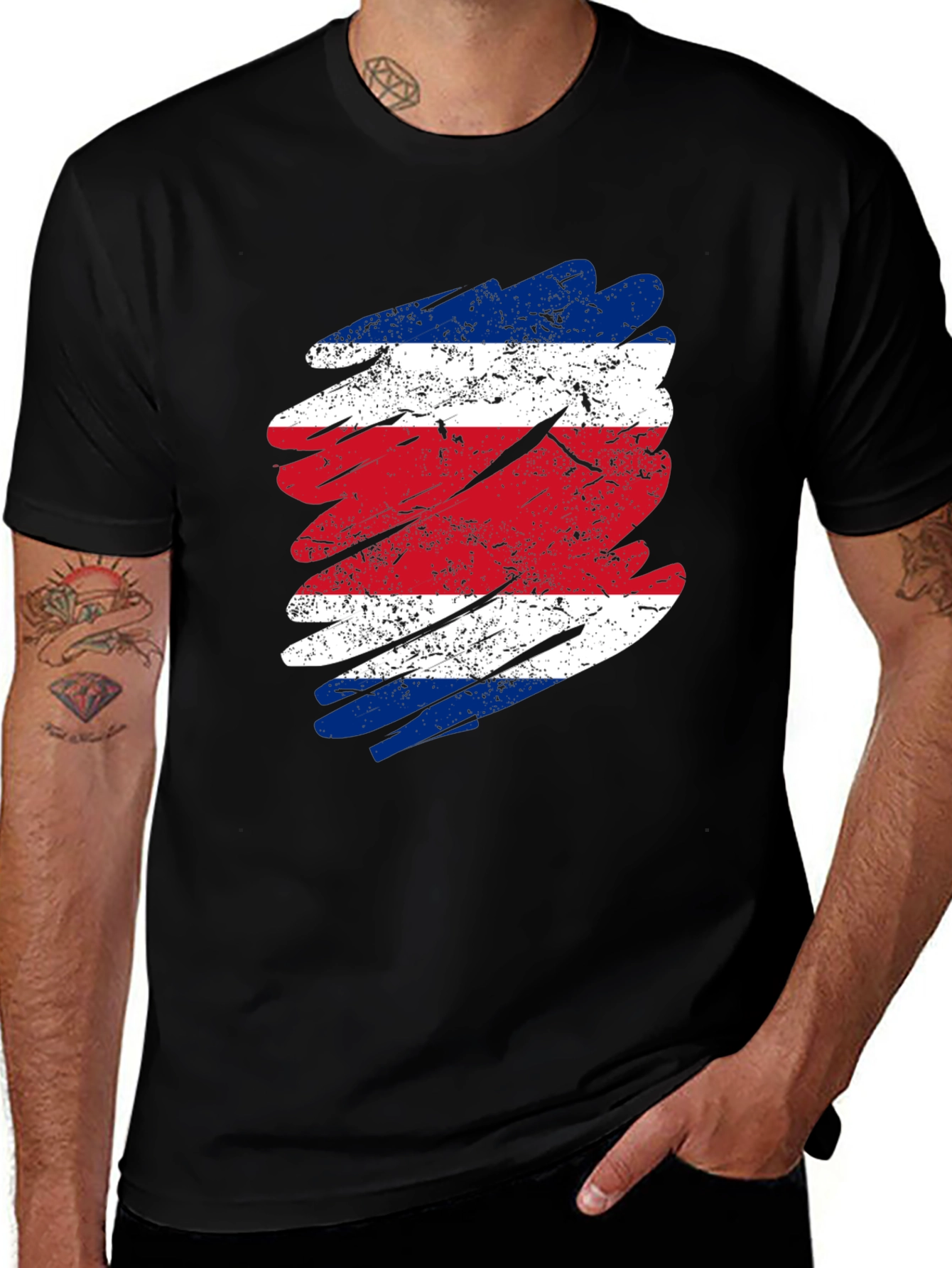 Costa Rica Flag T-Shirt - Distressed Graphic Tee