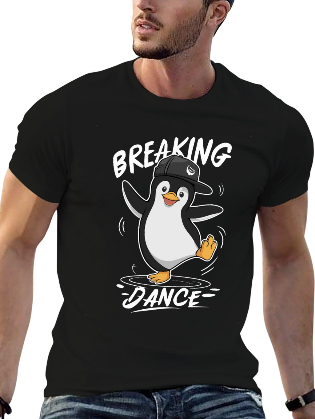 Breaking Dance Penguin T-Shirt - Black