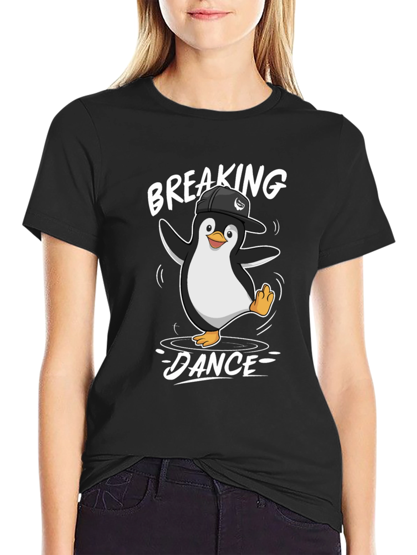 Breaking Dance Penguin T-Shirt - Black