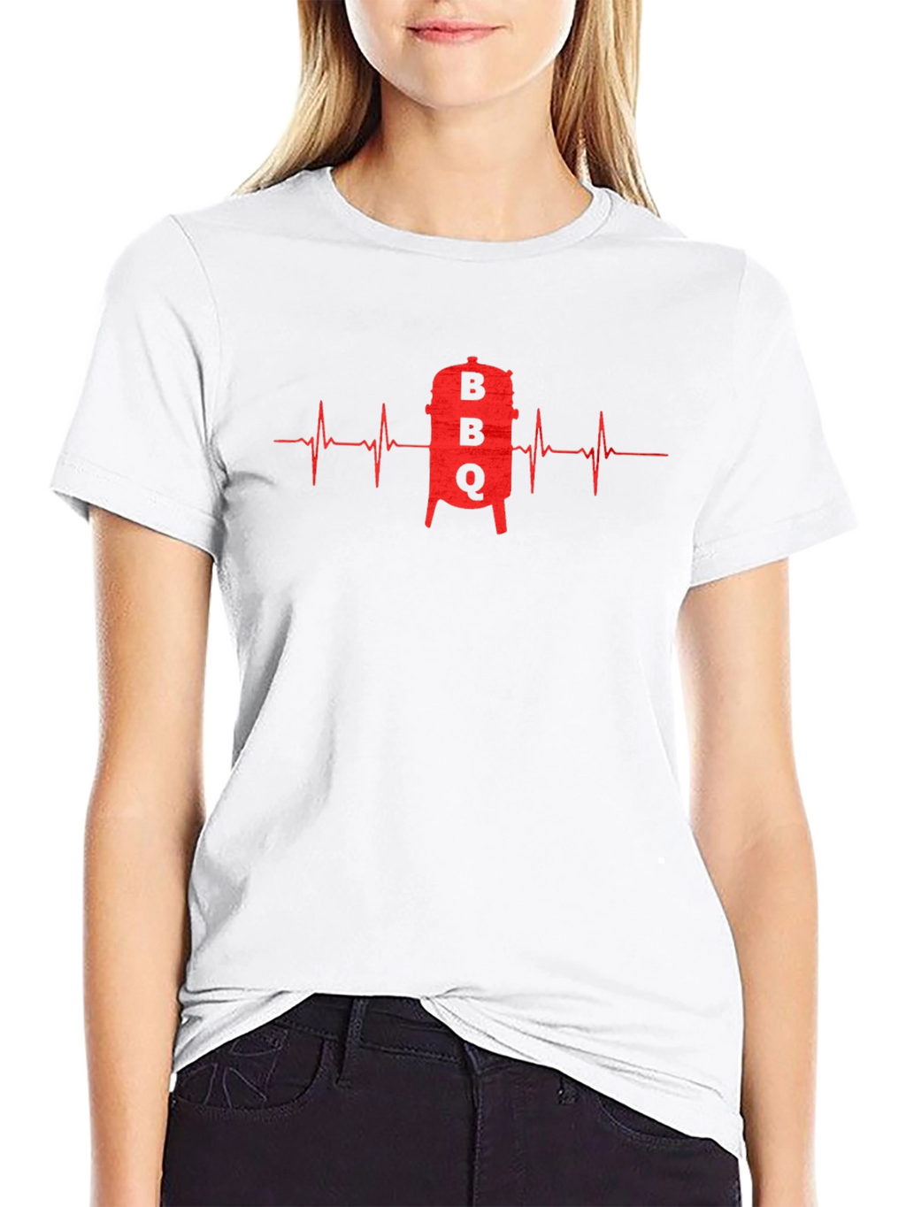 BBQ Grill Heartbeat Graphic T-Shirt