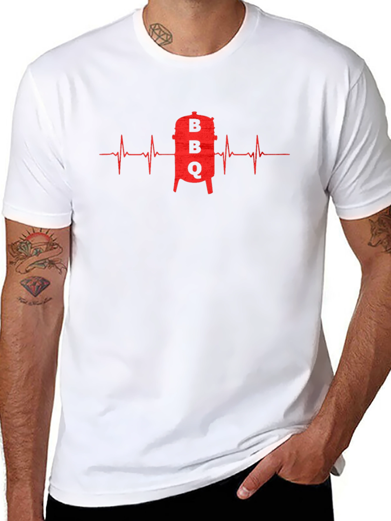 BBQ Grill Heartbeat Graphic T-Shirt