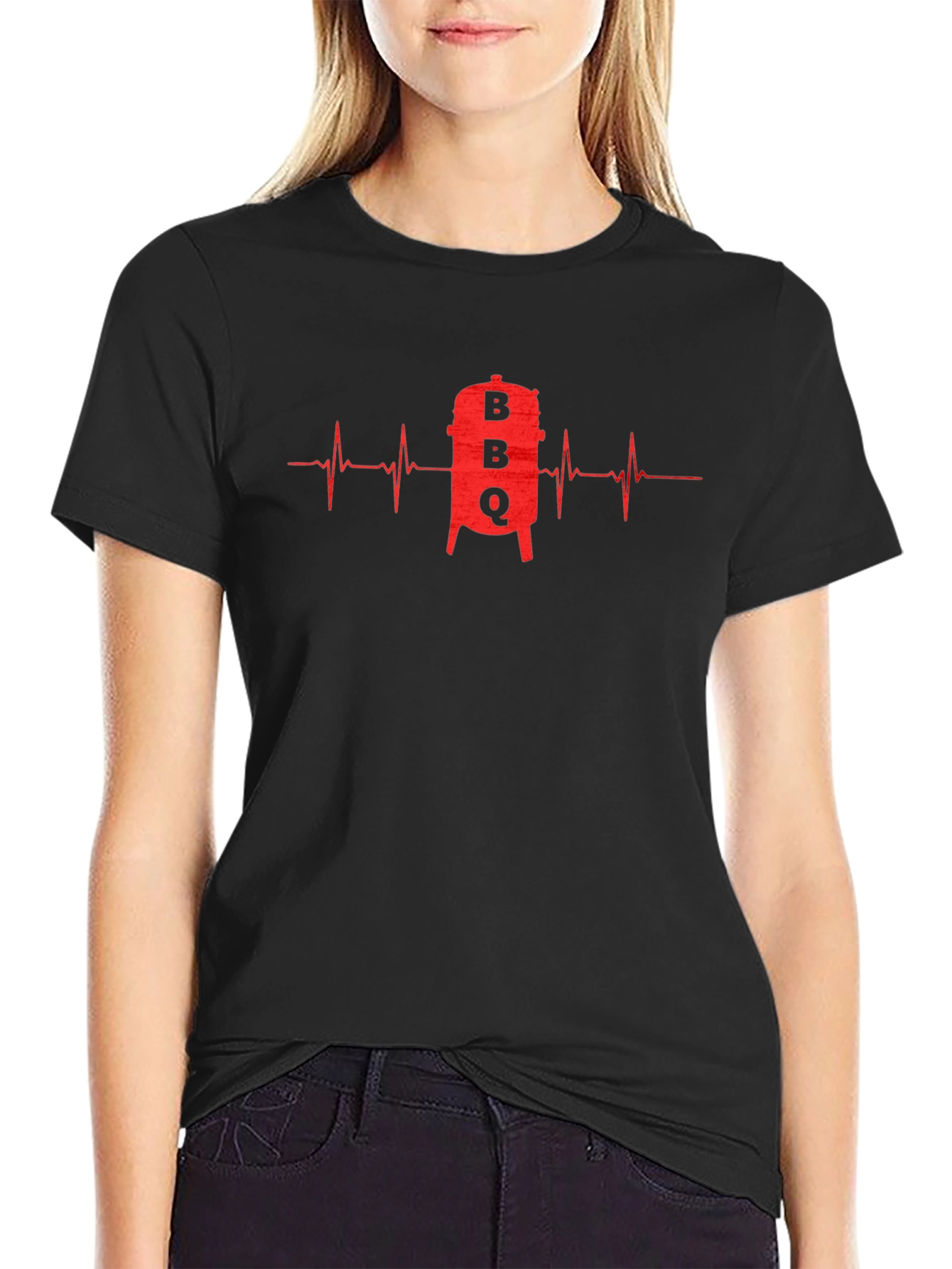 BBQ Grill Heartbeat Graphic T-Shirt