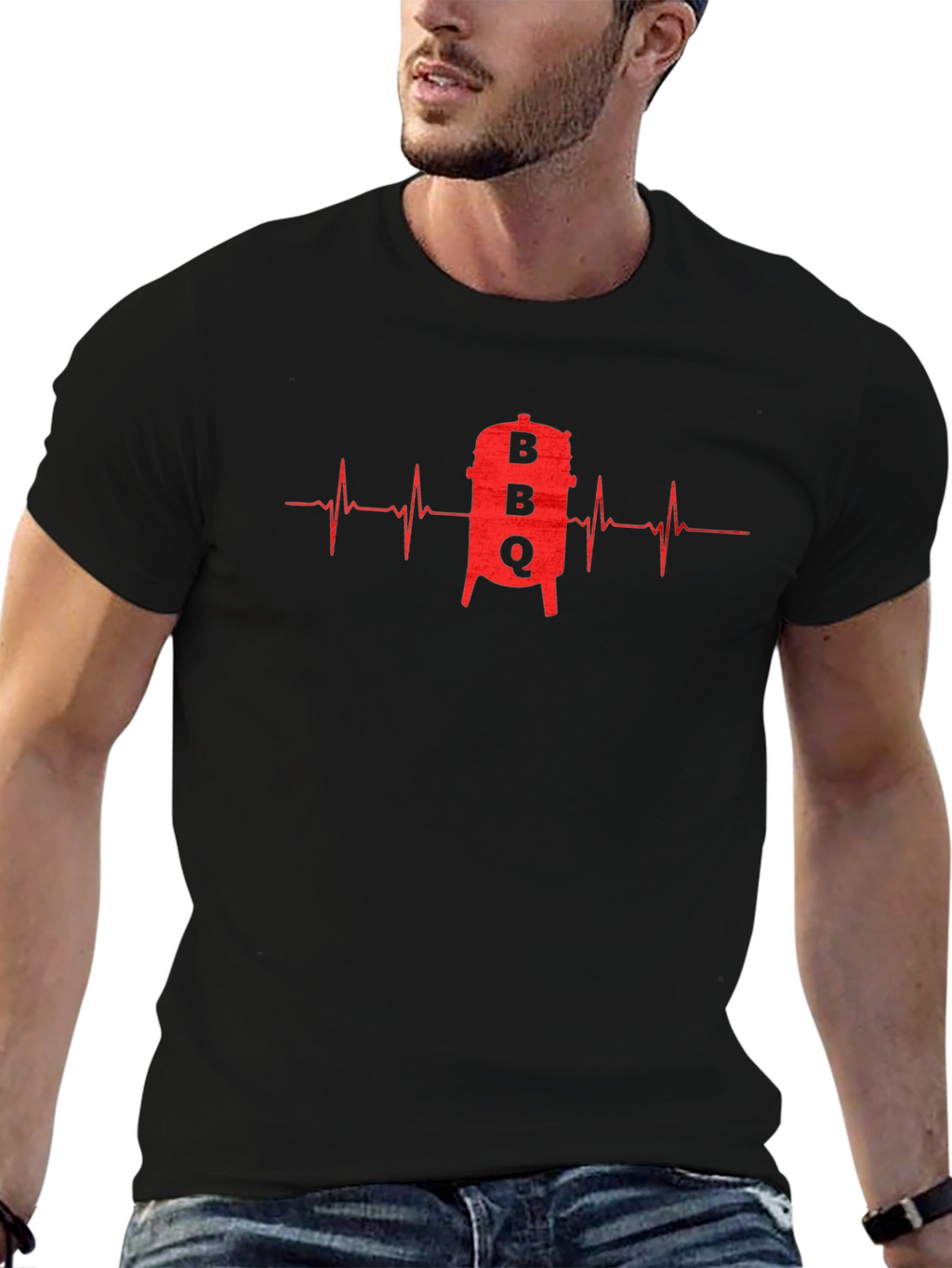 BBQ Grill Heartbeat Graphic T-Shirt