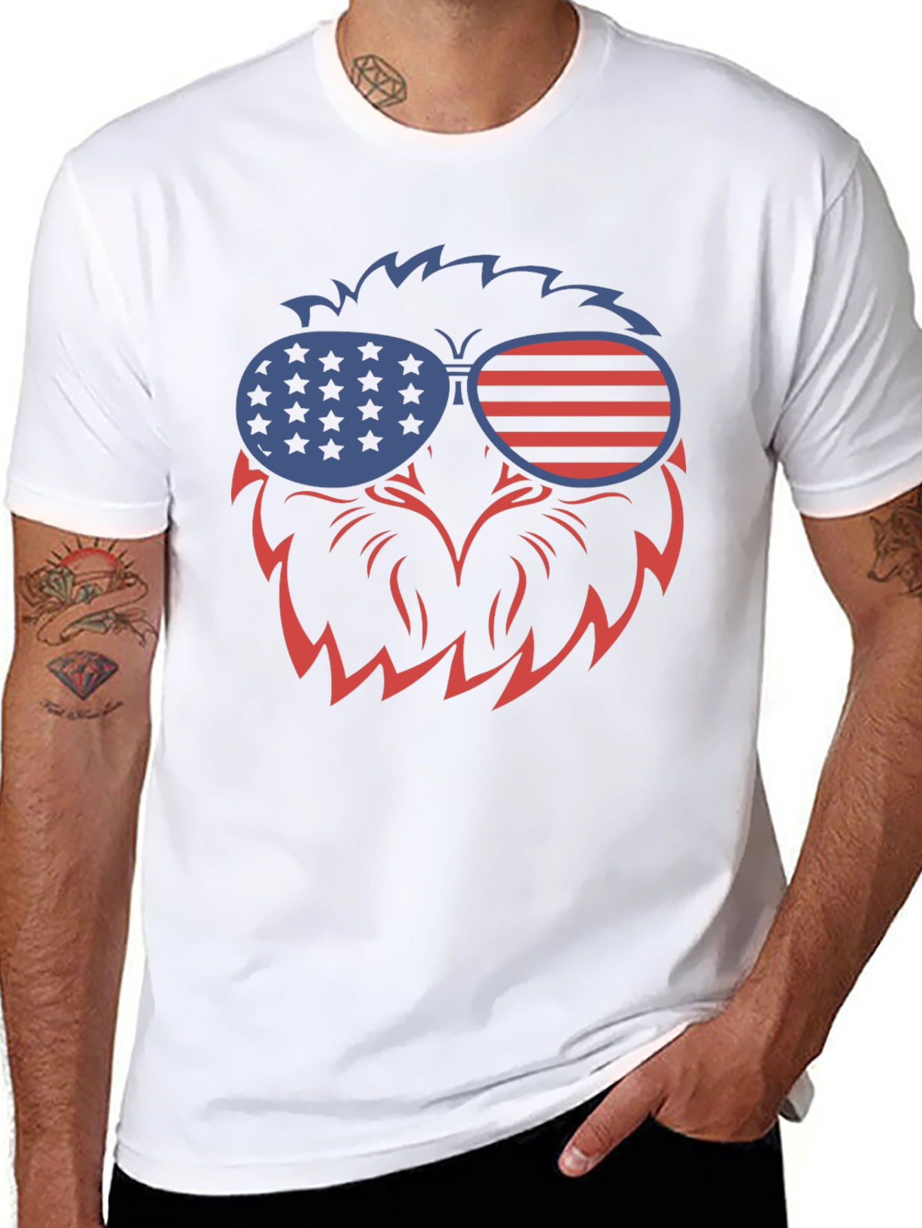 Patriotic Eagle Sunglasses Graphic T-Shirt