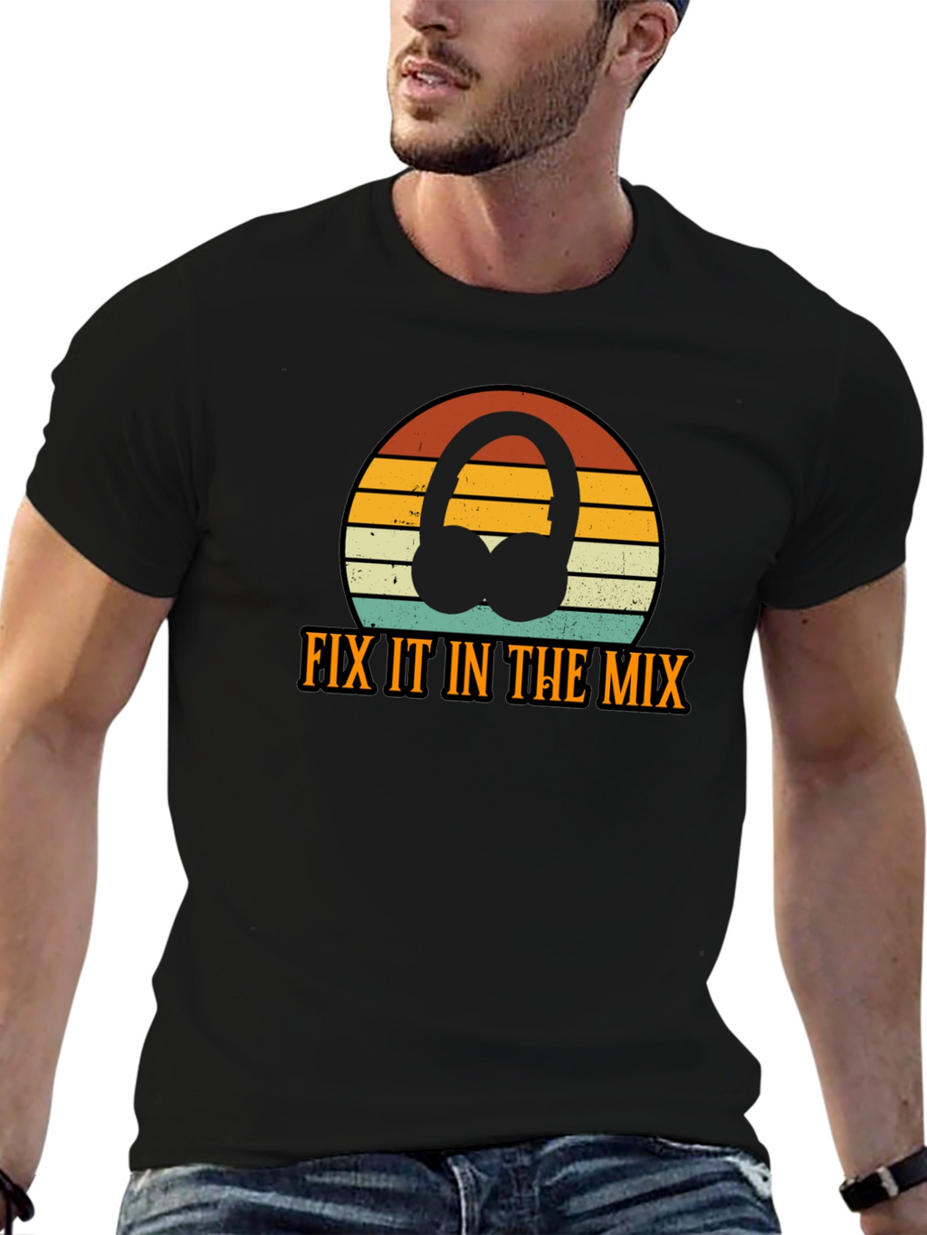 Fix It In The Mix Retro DJ Headphones T-Shirt