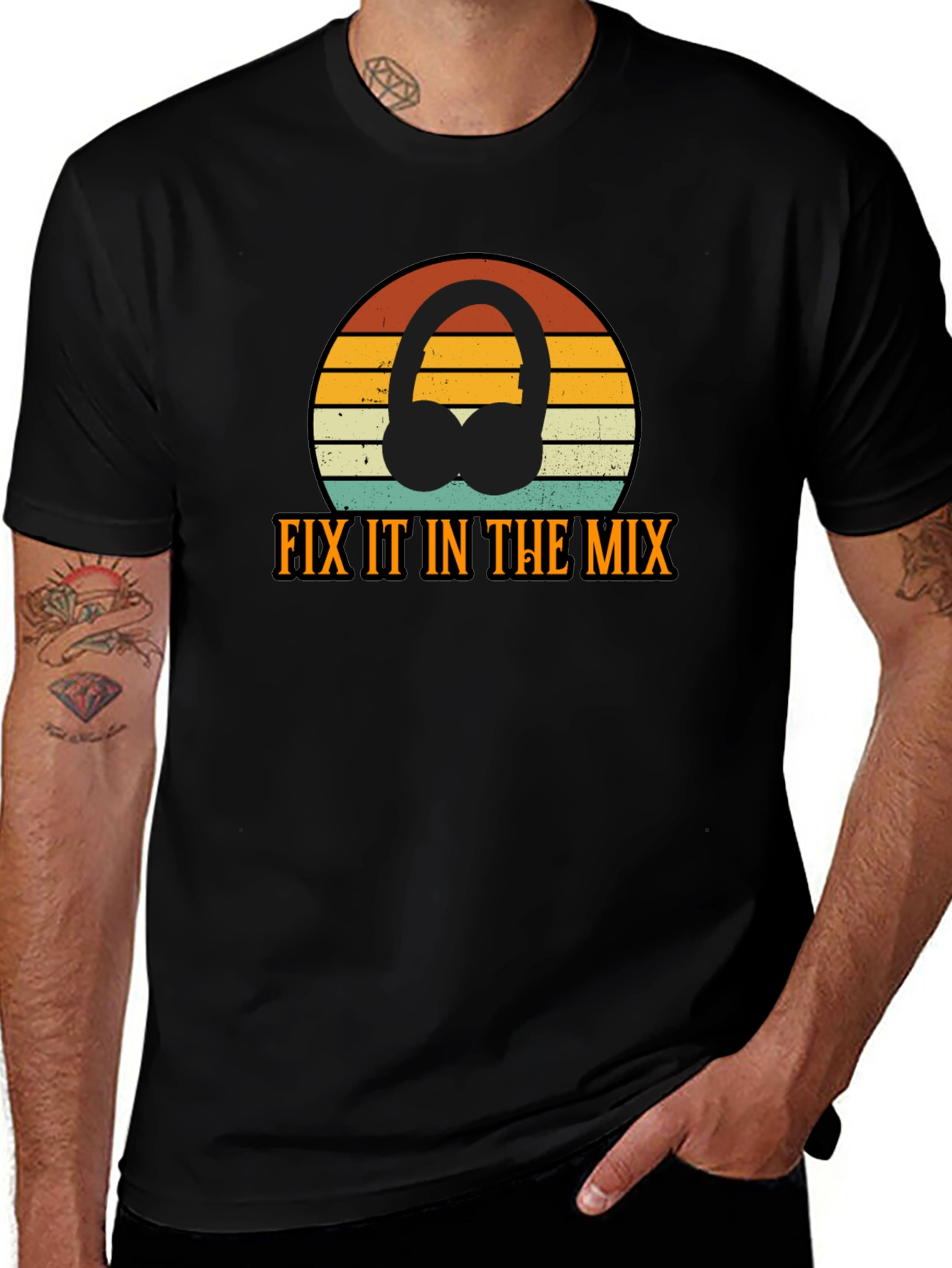 Fix It In The Mix Retro DJ Headphones T-Shirt