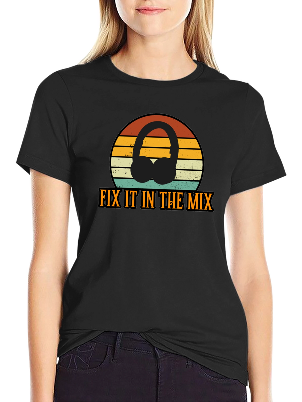 Fix It In The Mix Retro DJ Headphones T-Shirt
