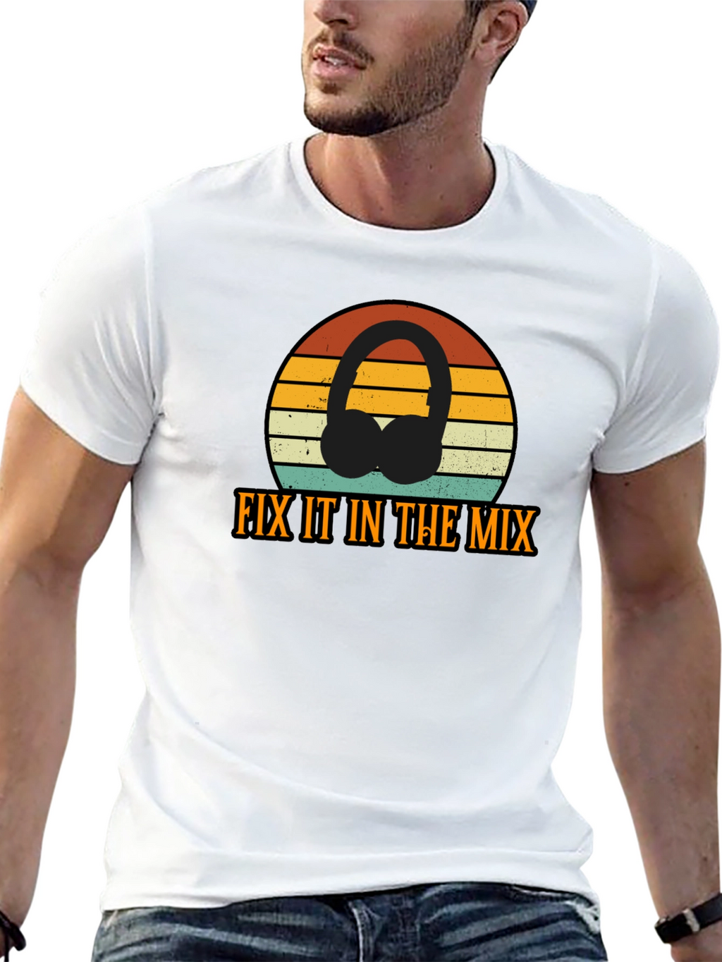 Fix It In The Mix Retro DJ Headphones T-Shirt