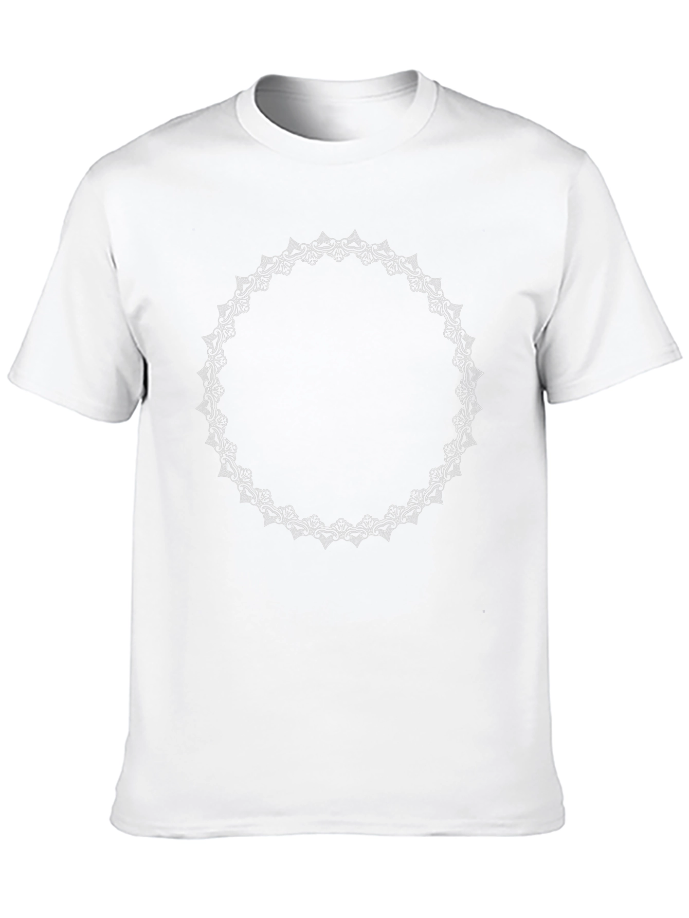 Stylish Black T-Shirt with White Floral Circle Design