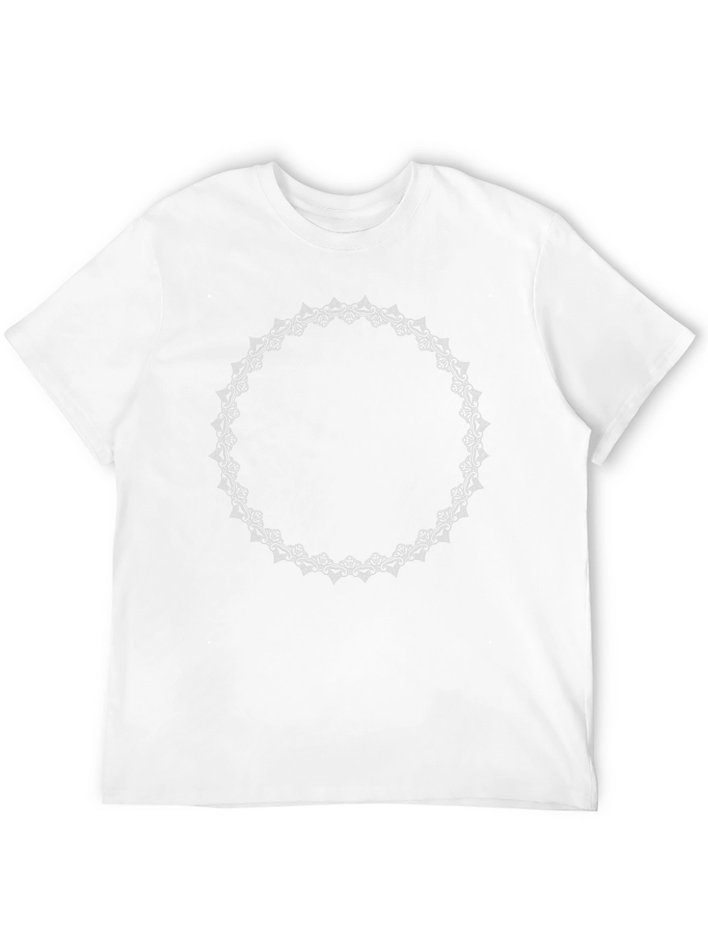 Stylish Black T-Shirt with White Floral Circle Design