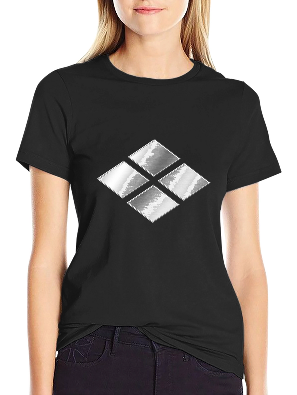 Silver Diamond Graphic T-Shirt - Modern Casual Tee