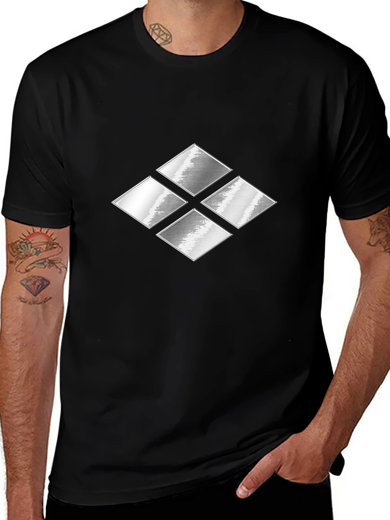 Silver Diamond Graphic T-Shirt - Modern Casual Tee