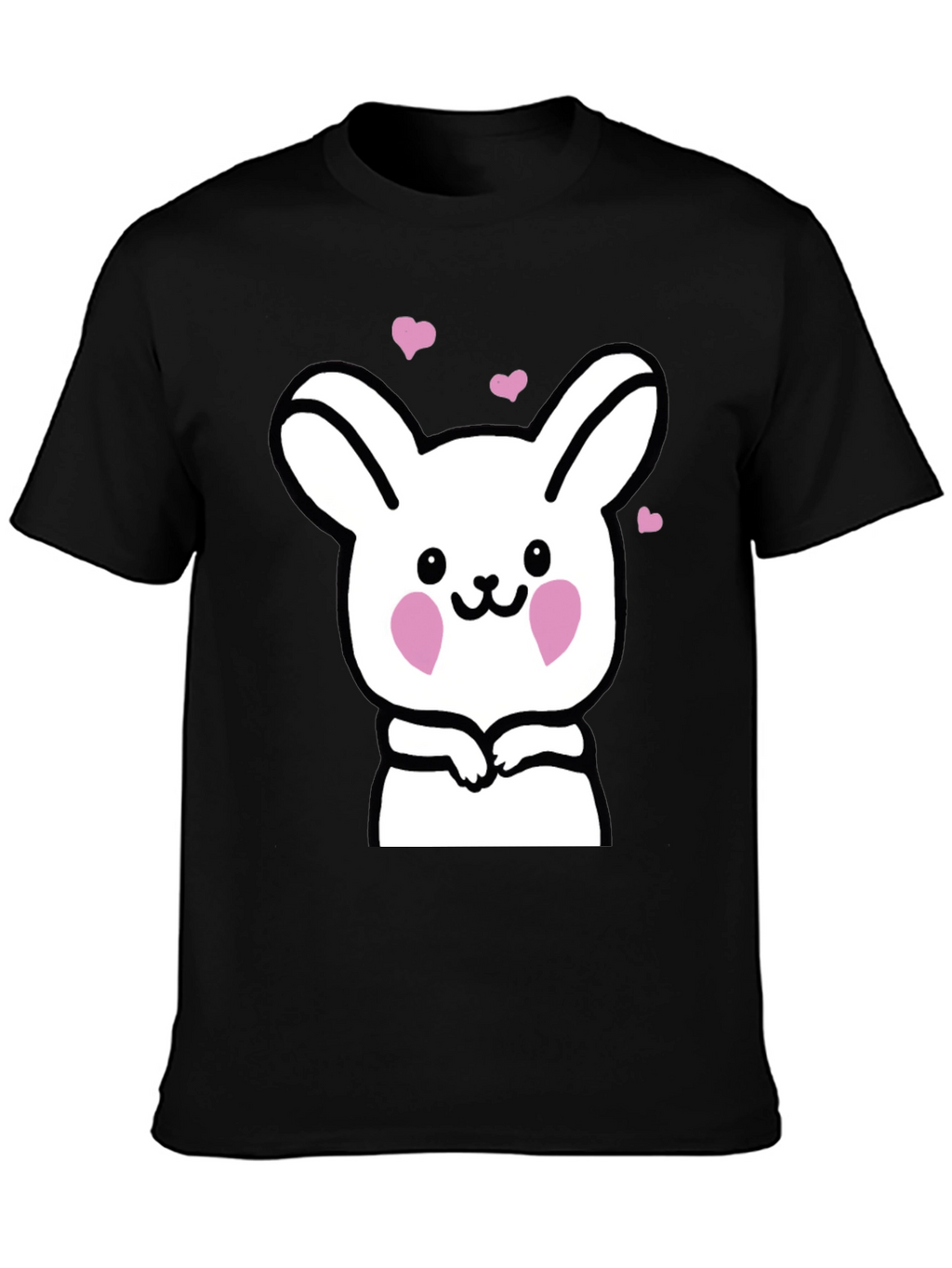 Cute Bunny Graphic Black T-Shirt