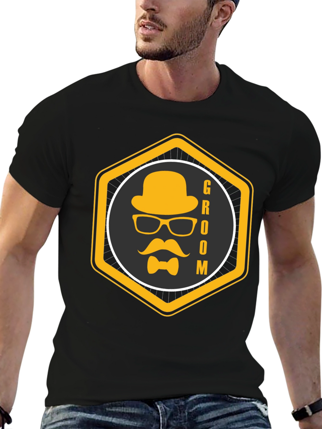 Groom Graphic Black T-Shirt - Stylish Wedding Apparel