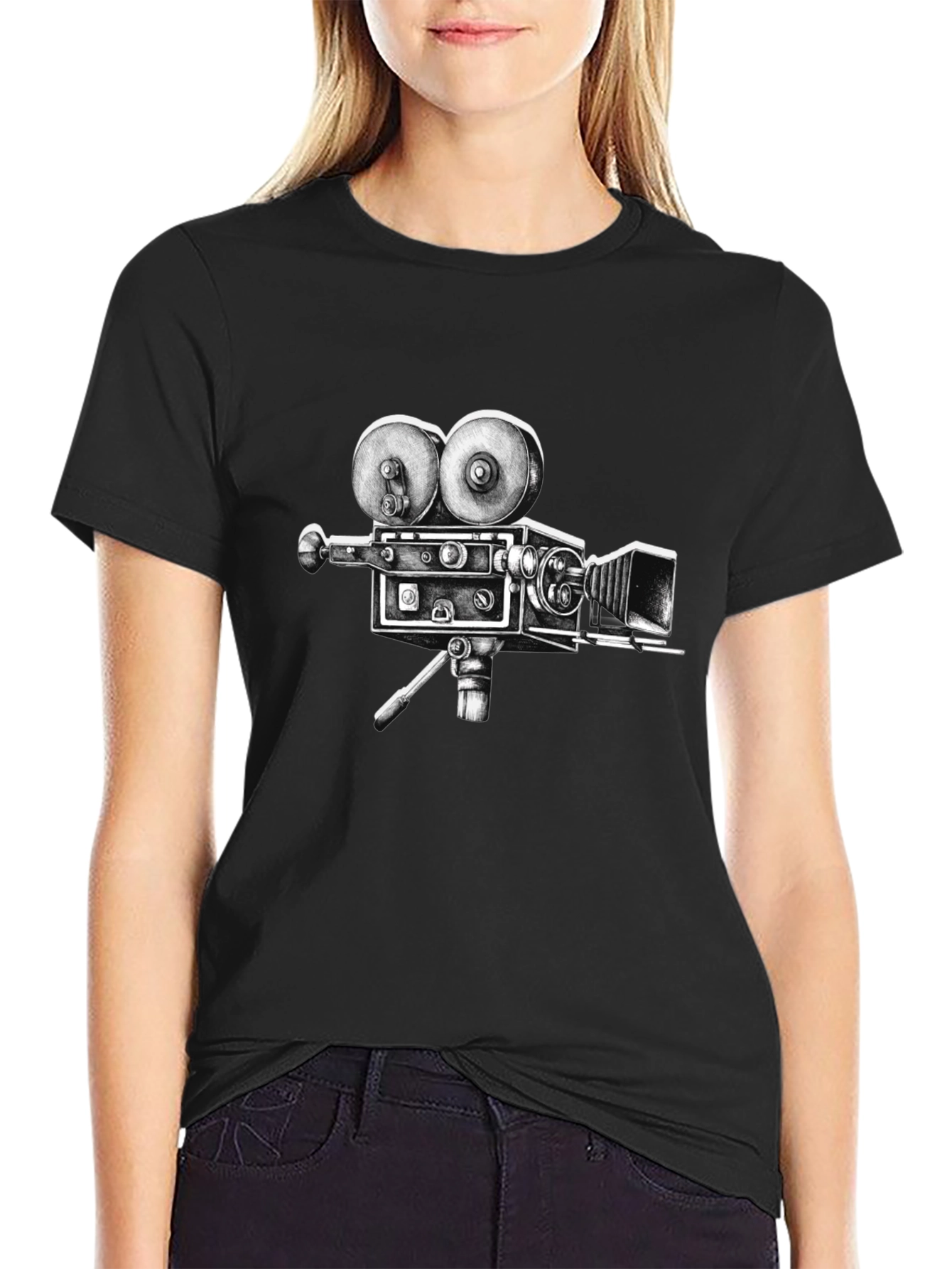 Vintage Movie Camera Graphic Tee - Classic Film Lover T-Shirt