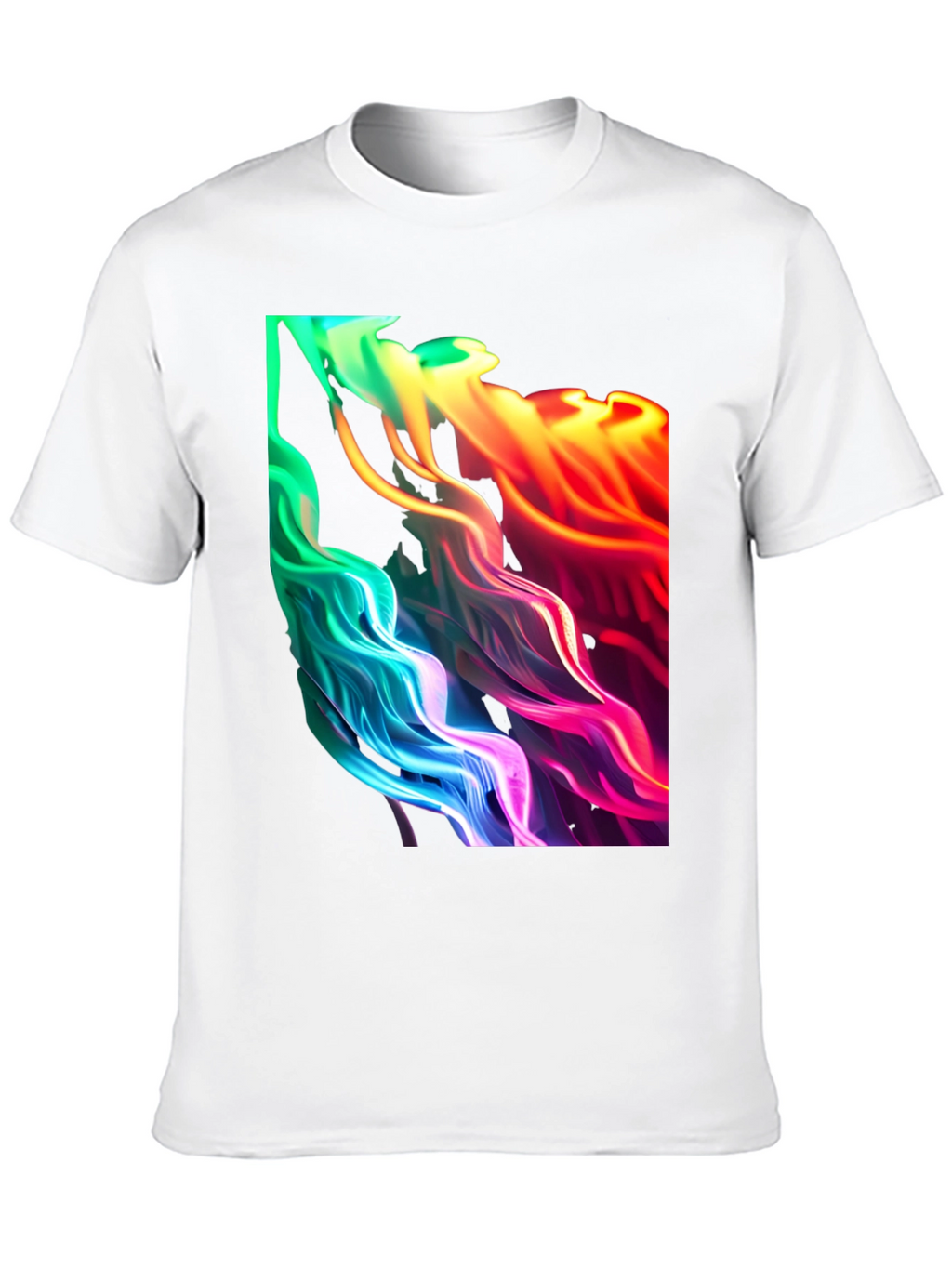 Vibrant Abstract Swirl Graphic Black T-Shirt